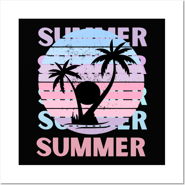 Hello summer Beach summertime Adventure travel lover palm tree sun Wall Art by BoogieCreates